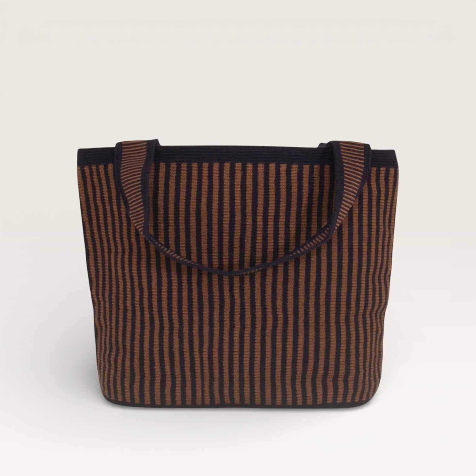 Striped oval tote | Mocha