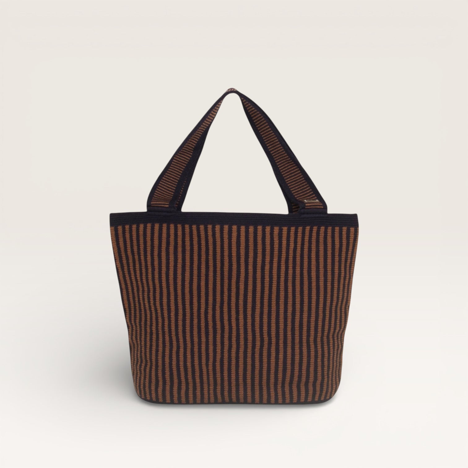 Striped oval tote | Mocha