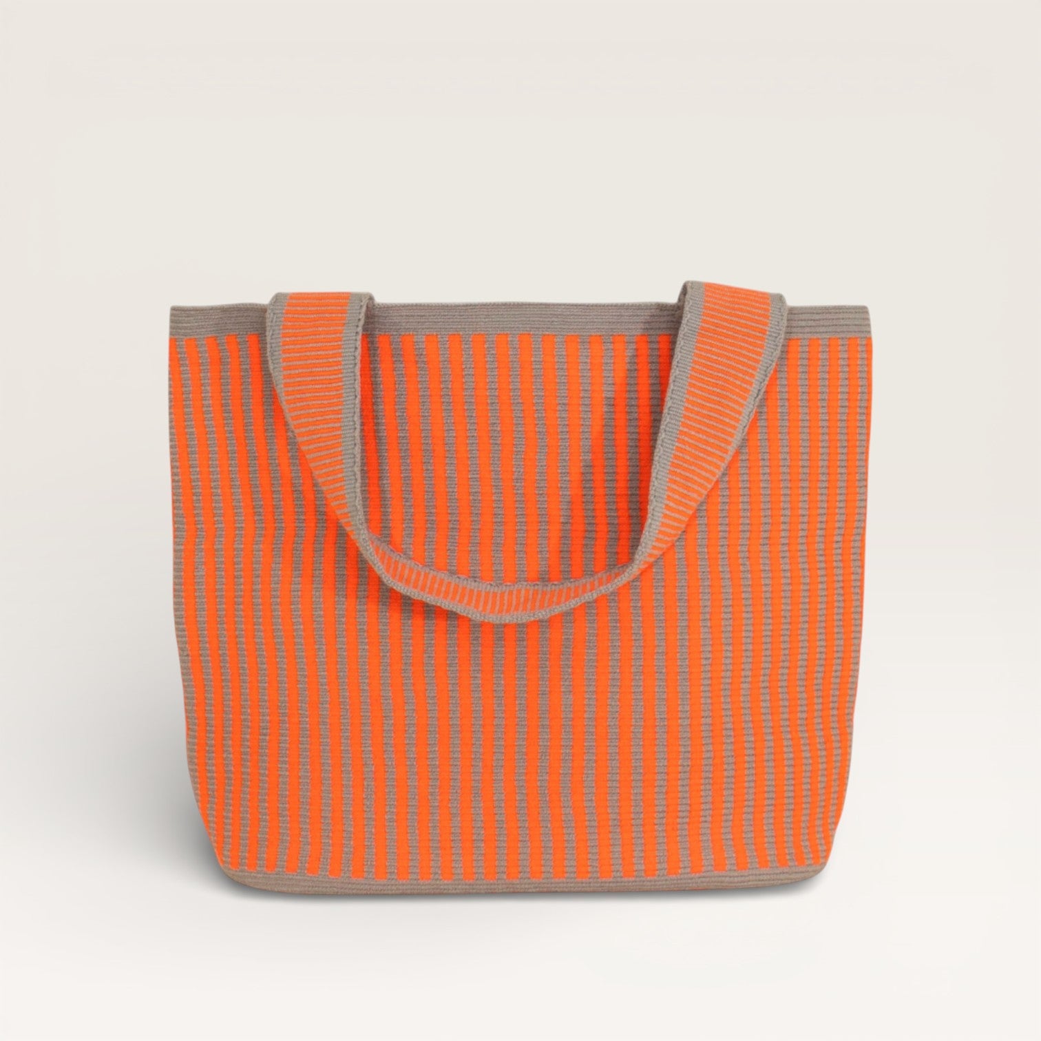 Striped oval tote | Tangerine
