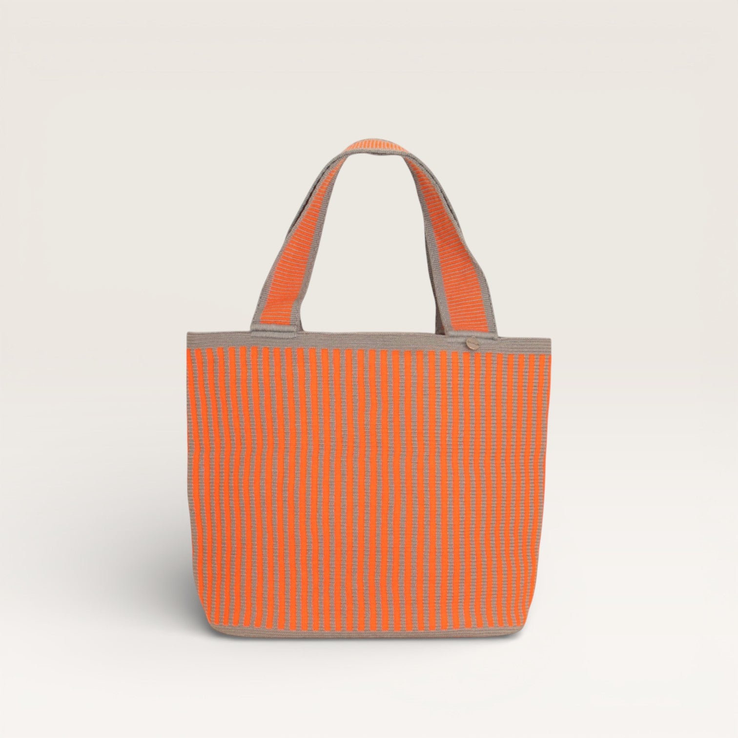 Striped oval tote | Tangerine