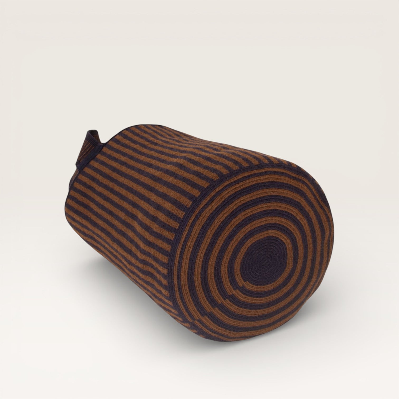 Striped round tote L | Mocha