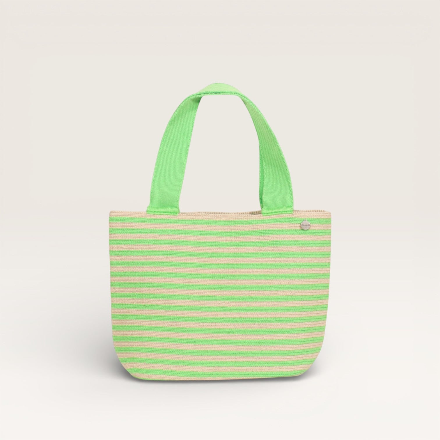 Striped oval tote | Neon green