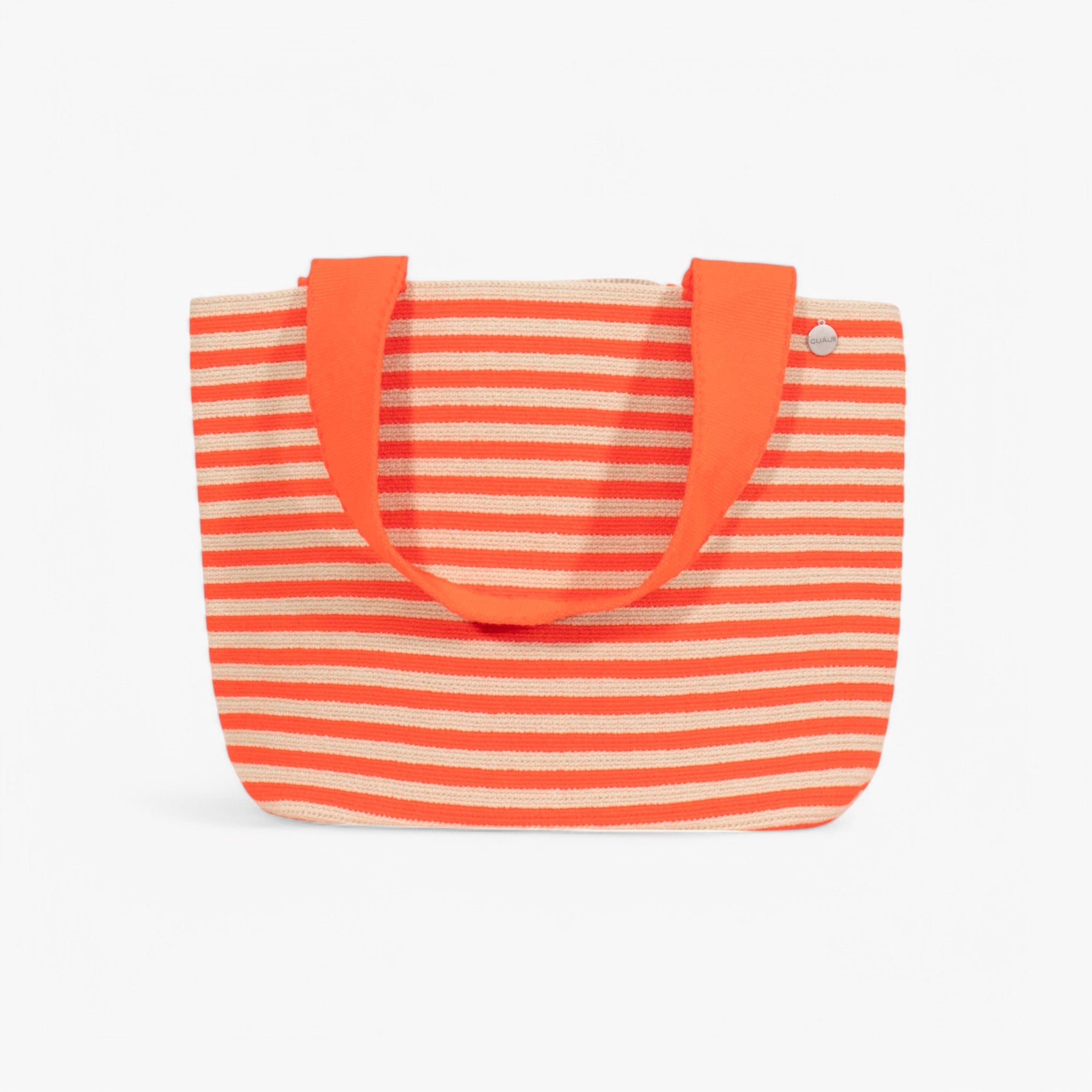 Striped oval tote | Tangerine
