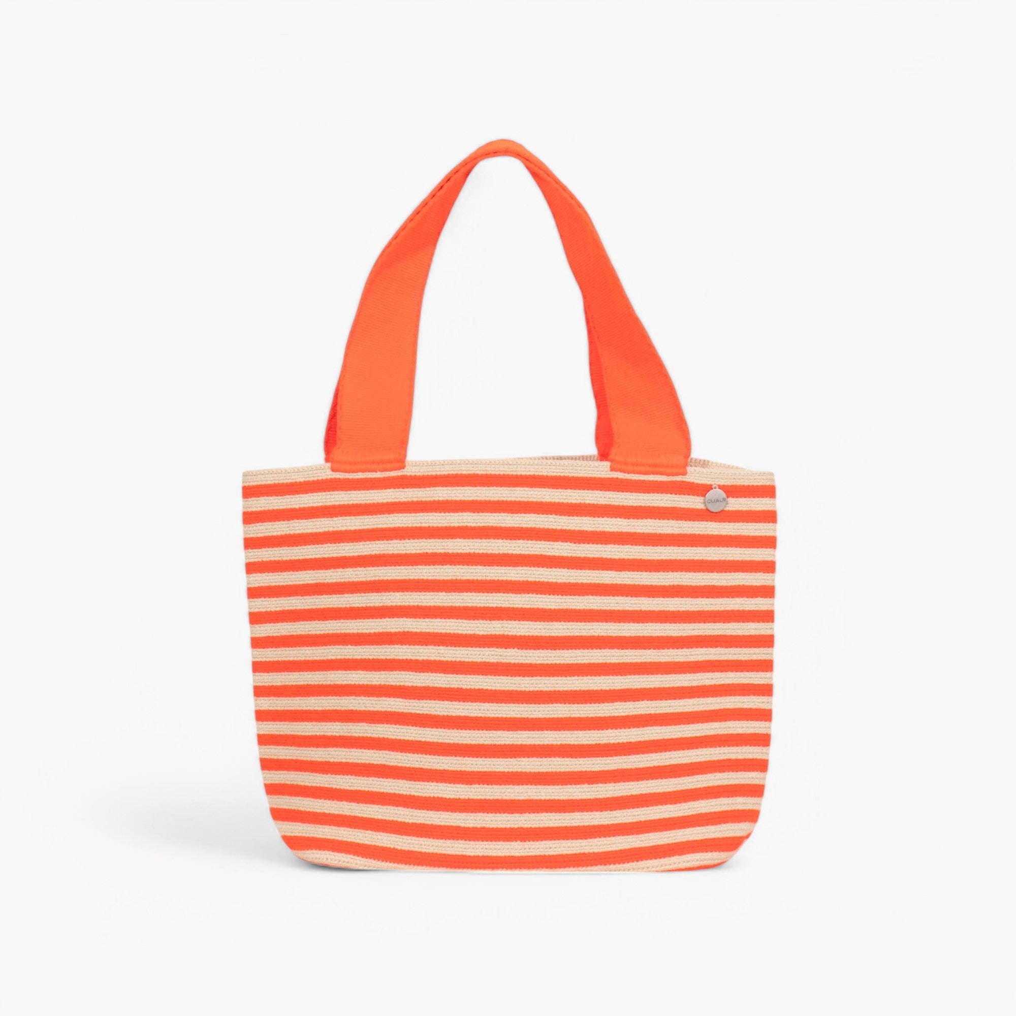 Striped oval tote | Tangerine