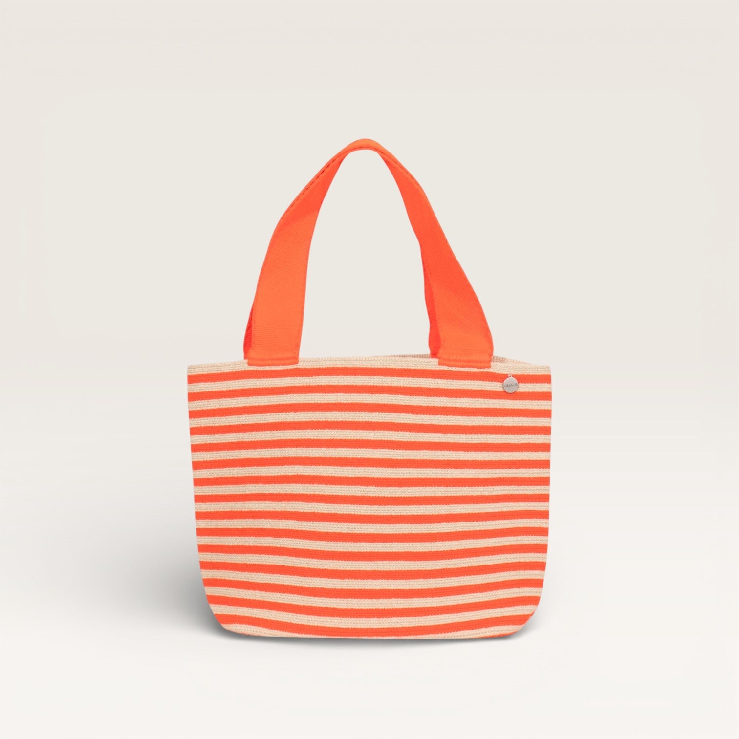 Striped oval tote | Tangerine