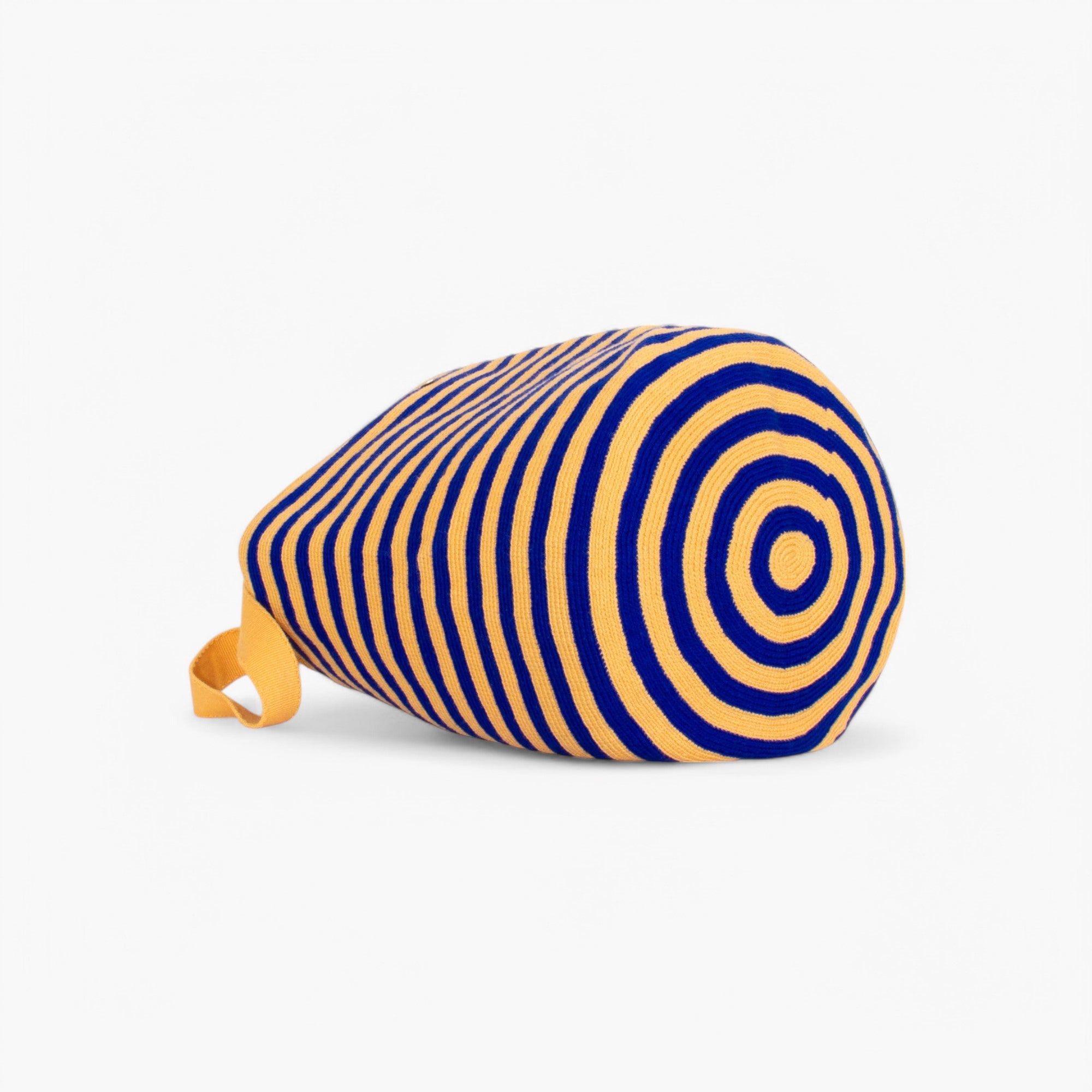 Striped round tote bag | Almond
