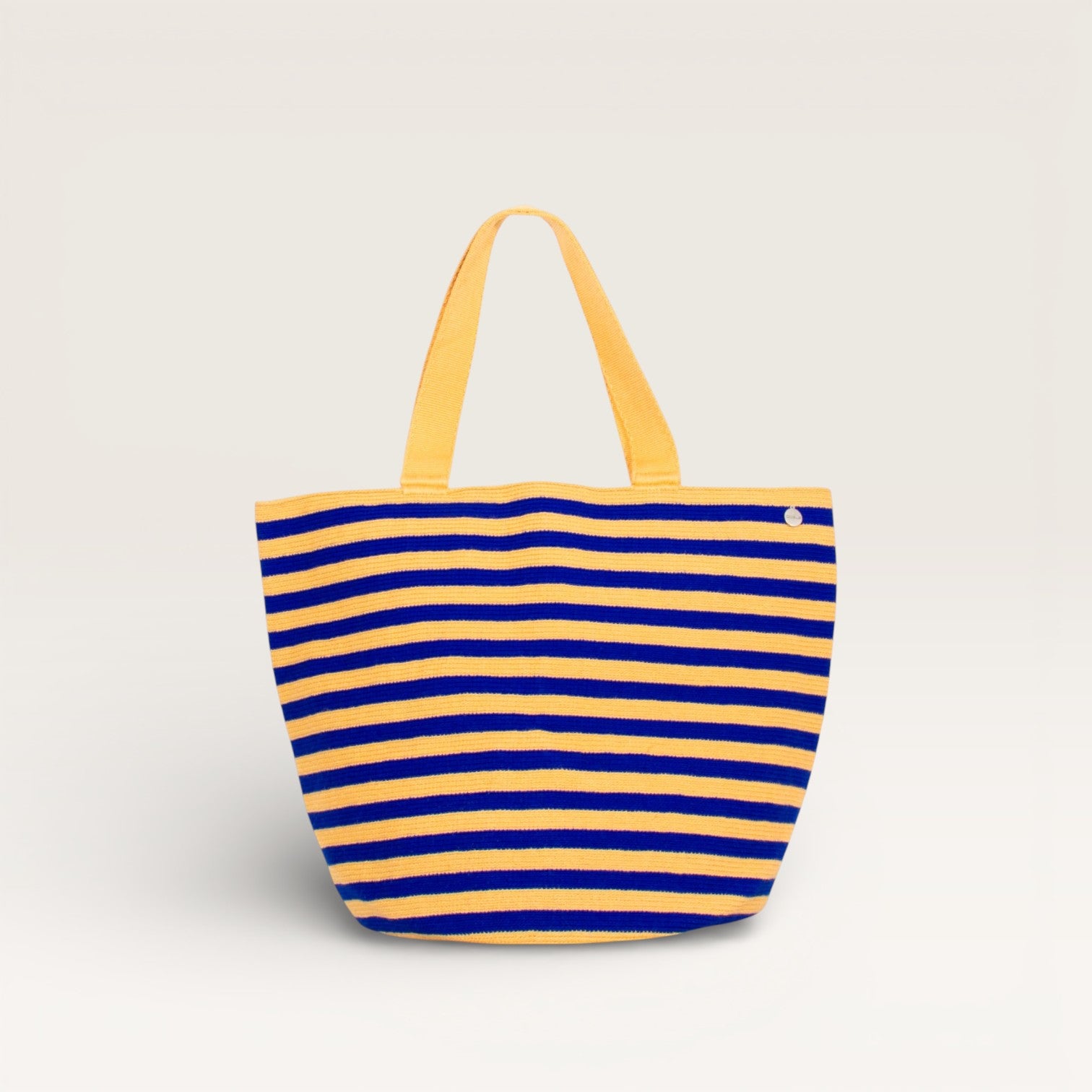 Striped round tote bag | Almond