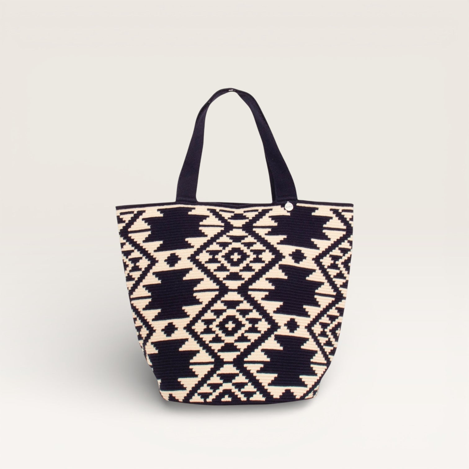 Geometric round tote bag L | Navy