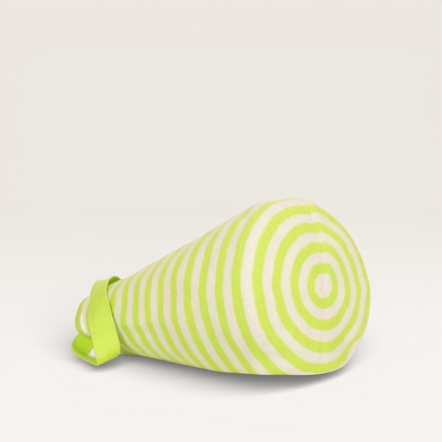 Striped round tote bag | Neon green