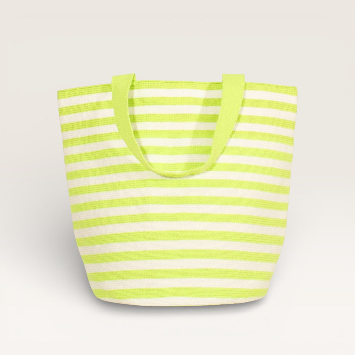 Striped round tote bag | Neon green