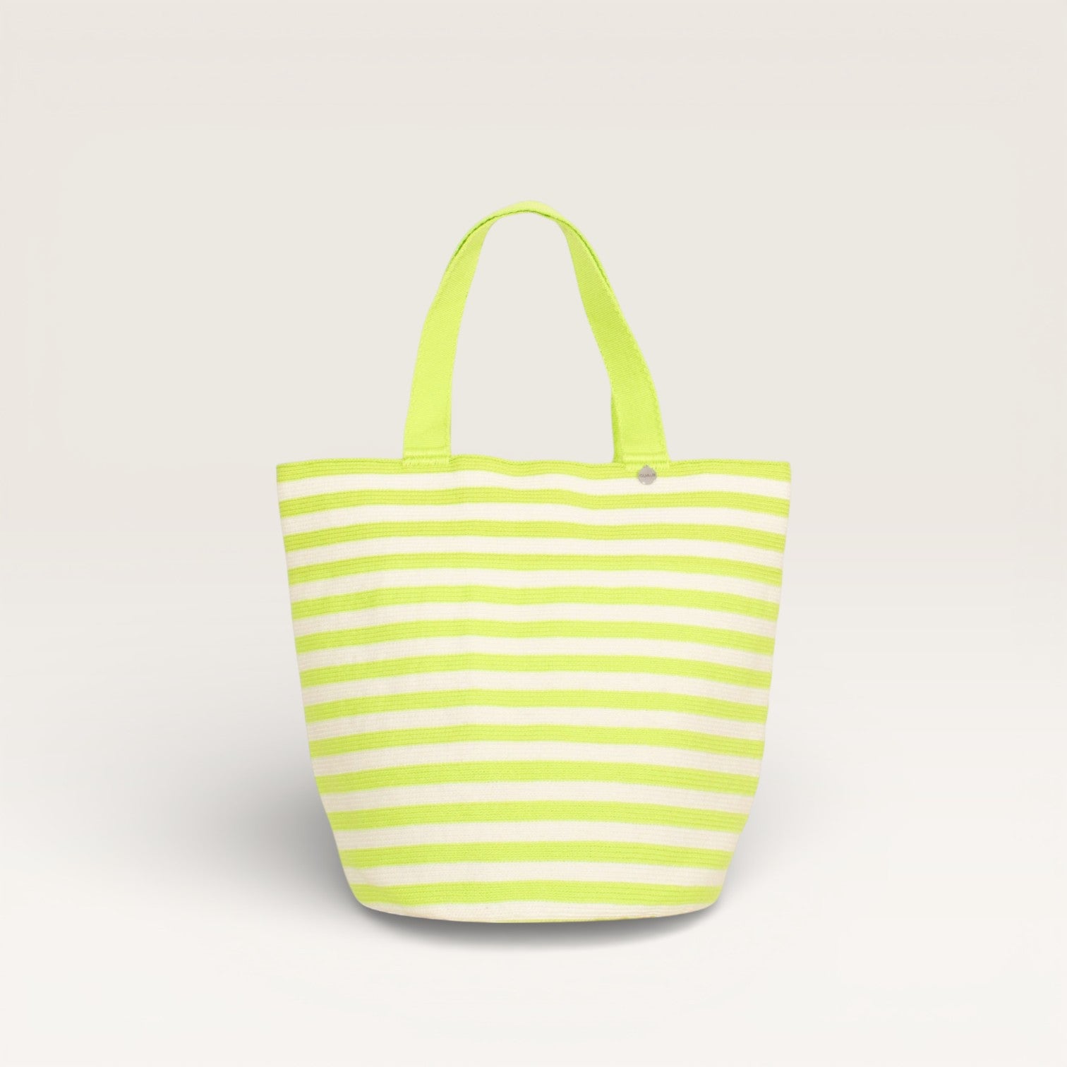 Striped round tote bag | Neon green