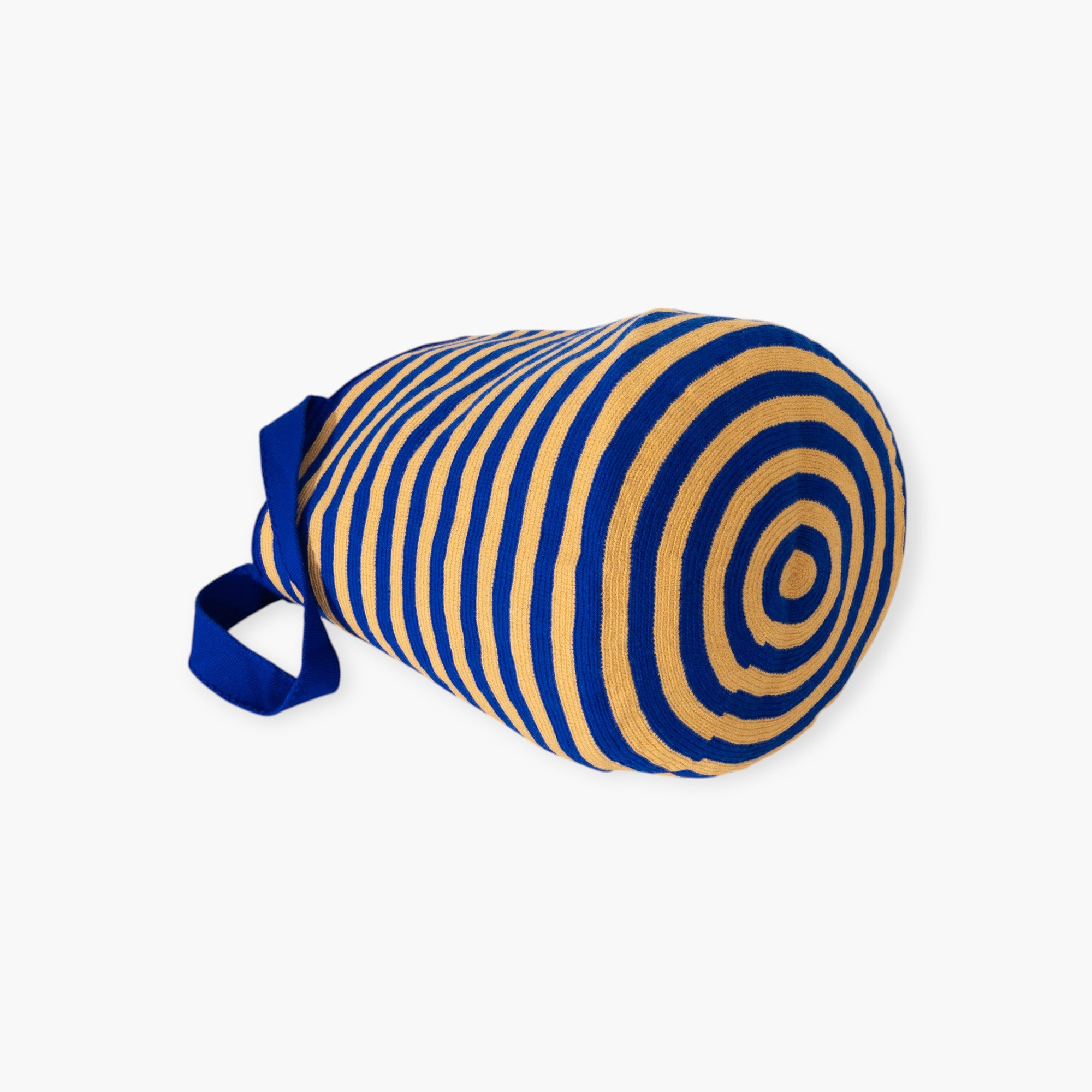 Striped round tote bag XL | Midnight