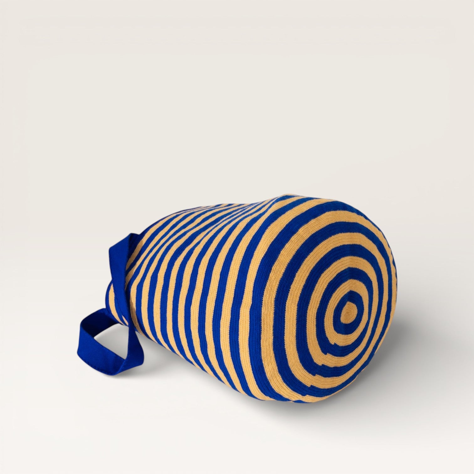 Striped round tote bag | Midnight