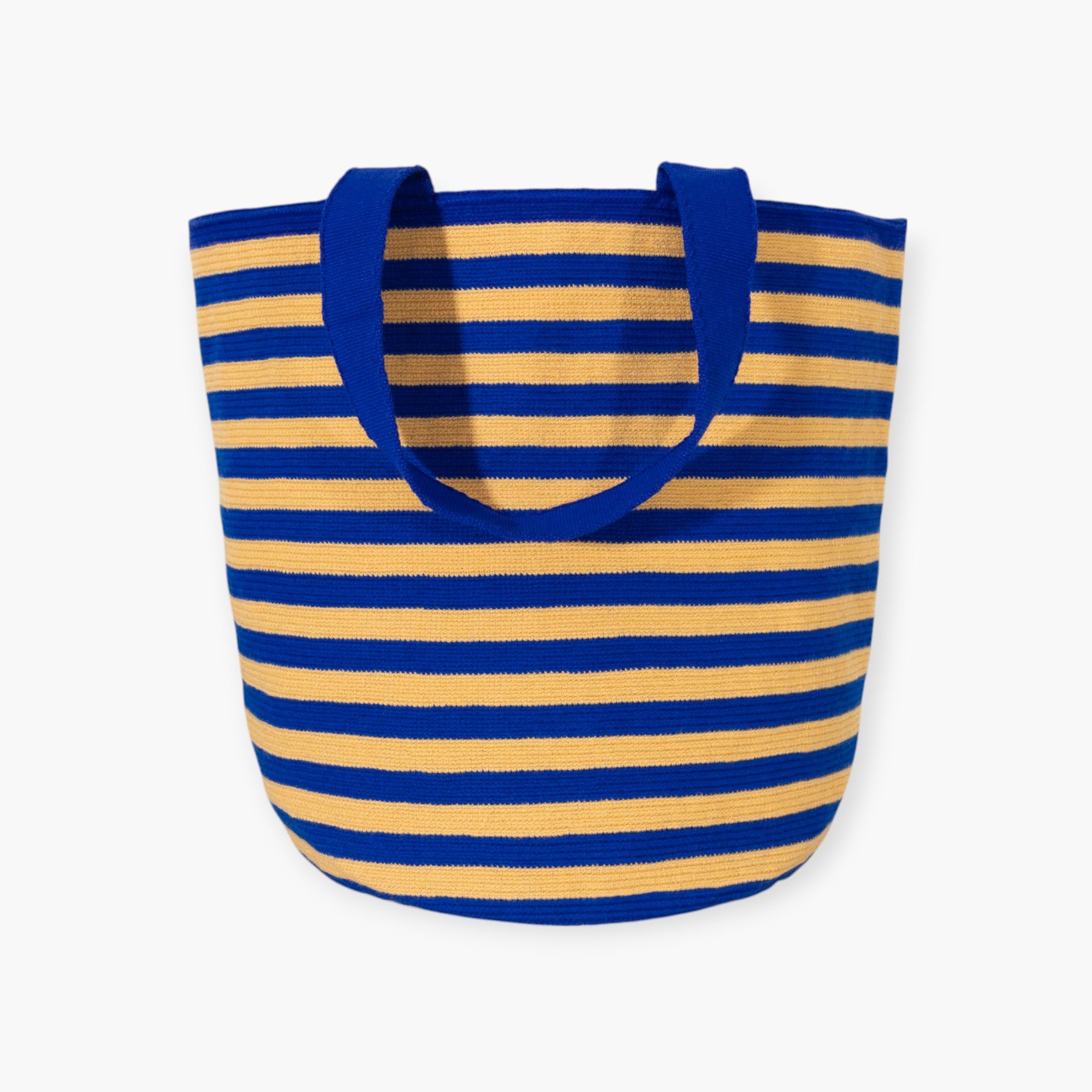 Striped round tote bag XL | Midnight