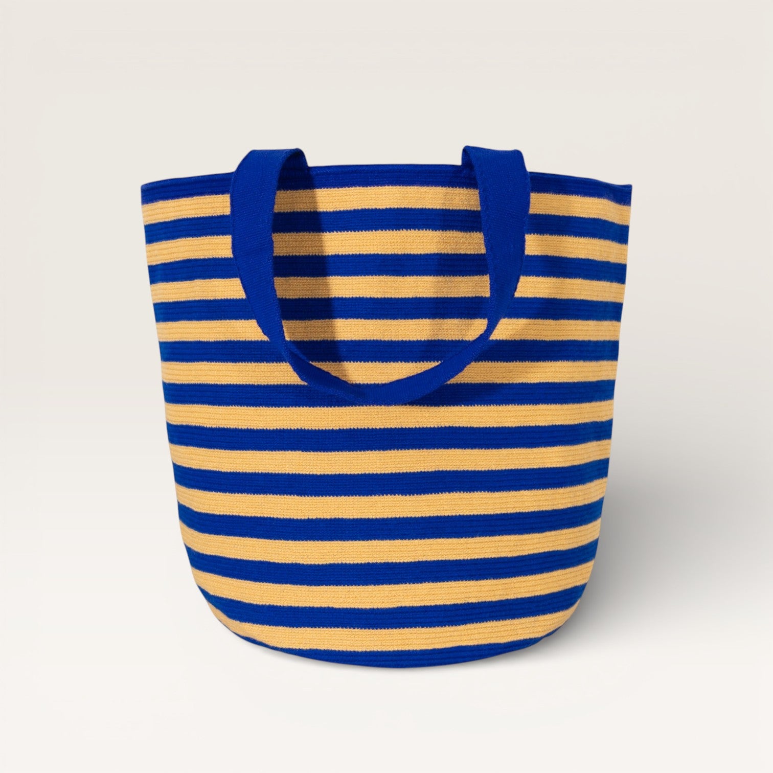Striped round tote bag | Midnight