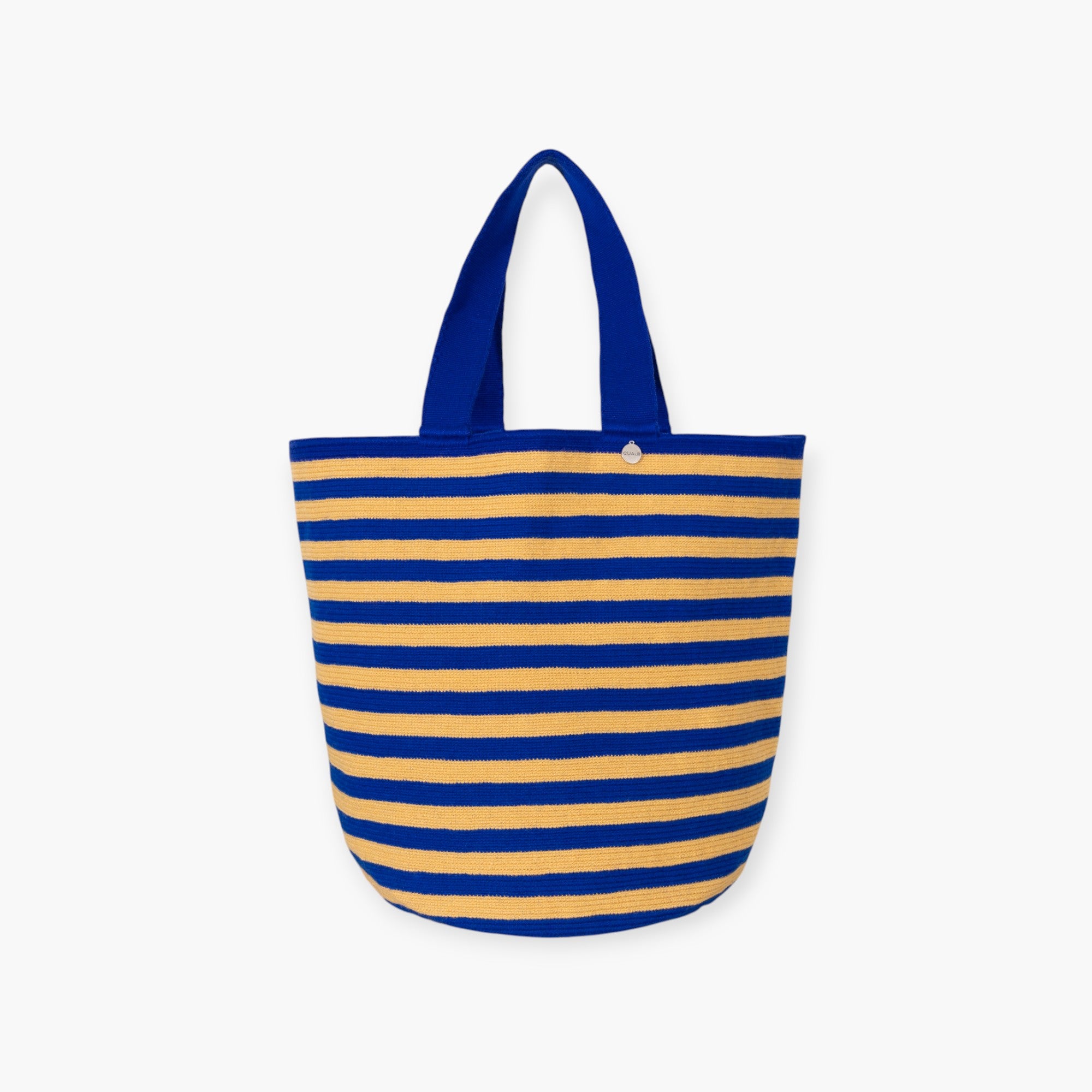Striped round tote bag XL | Midnight