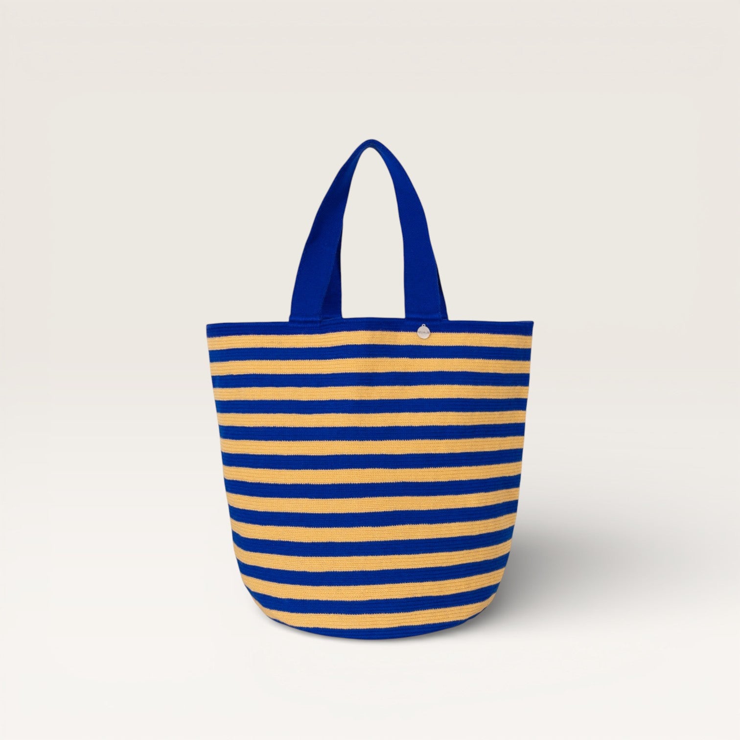 Striped round tote bag | Midnight