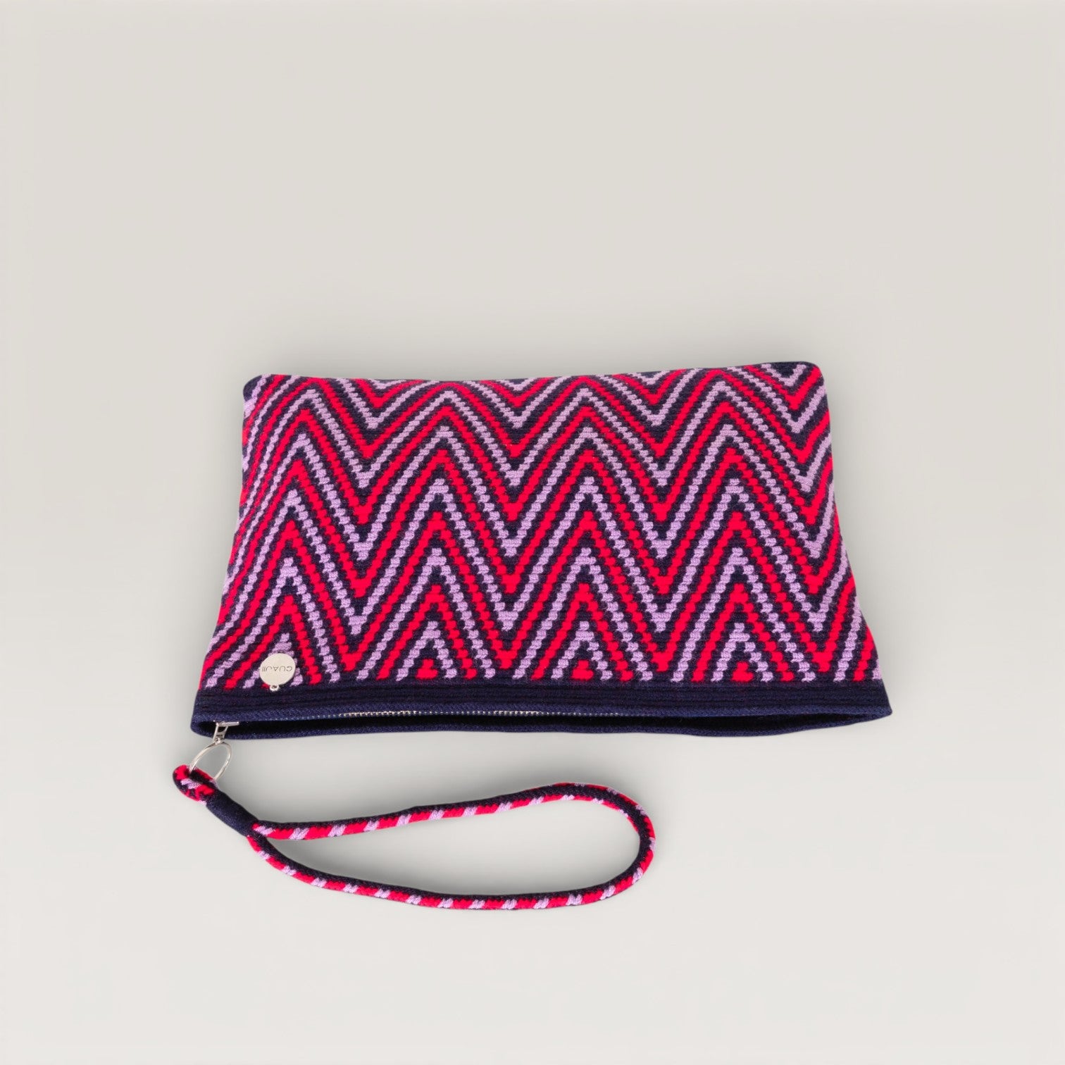 Zigzag square clutch | Navy