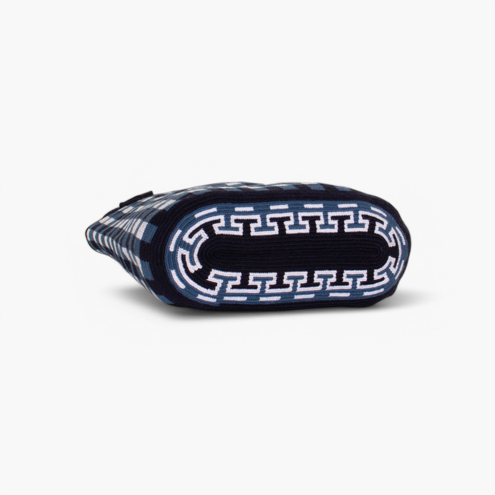 Bolso de mano ovalado de cuadros vichy | Azul marino