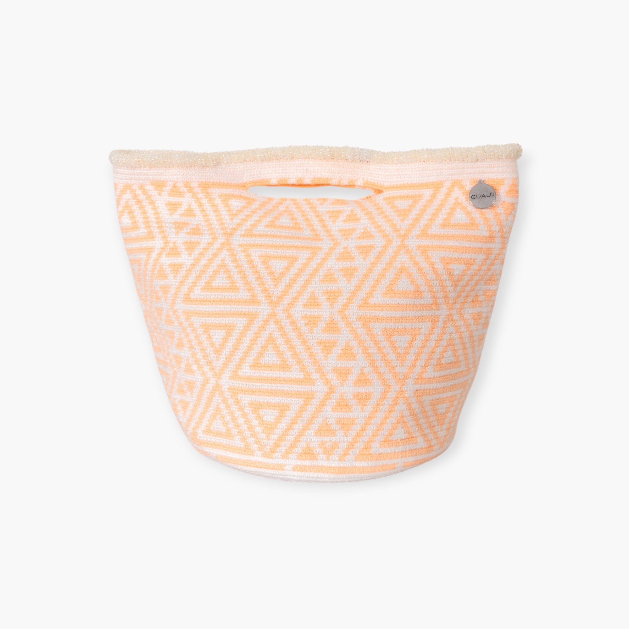 Geometric top-handle bag | Neon peach