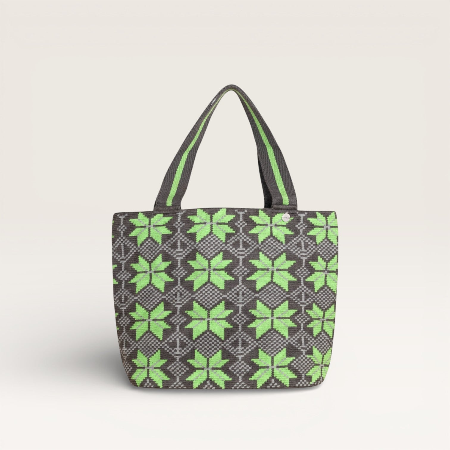 Geometric oval tote | Lime
