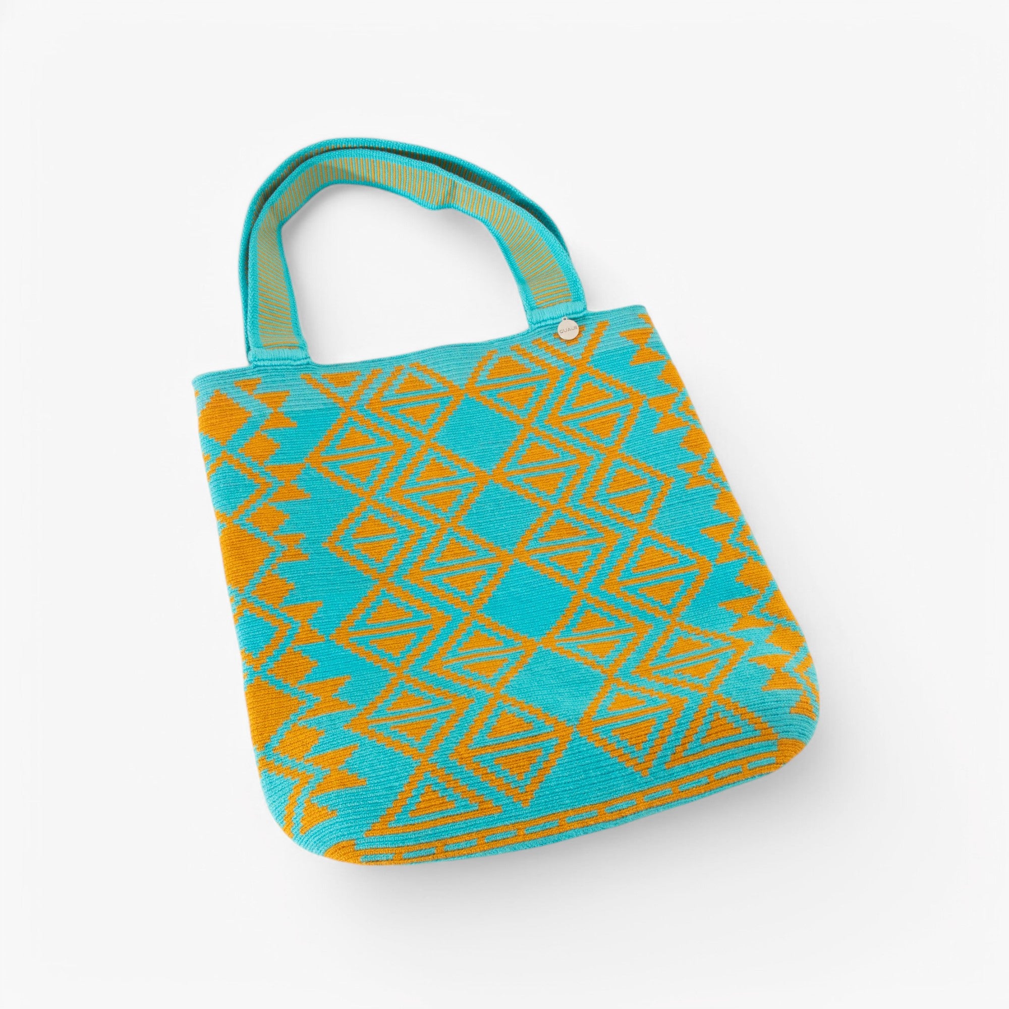 Geometric oval tote | Mayan blue
