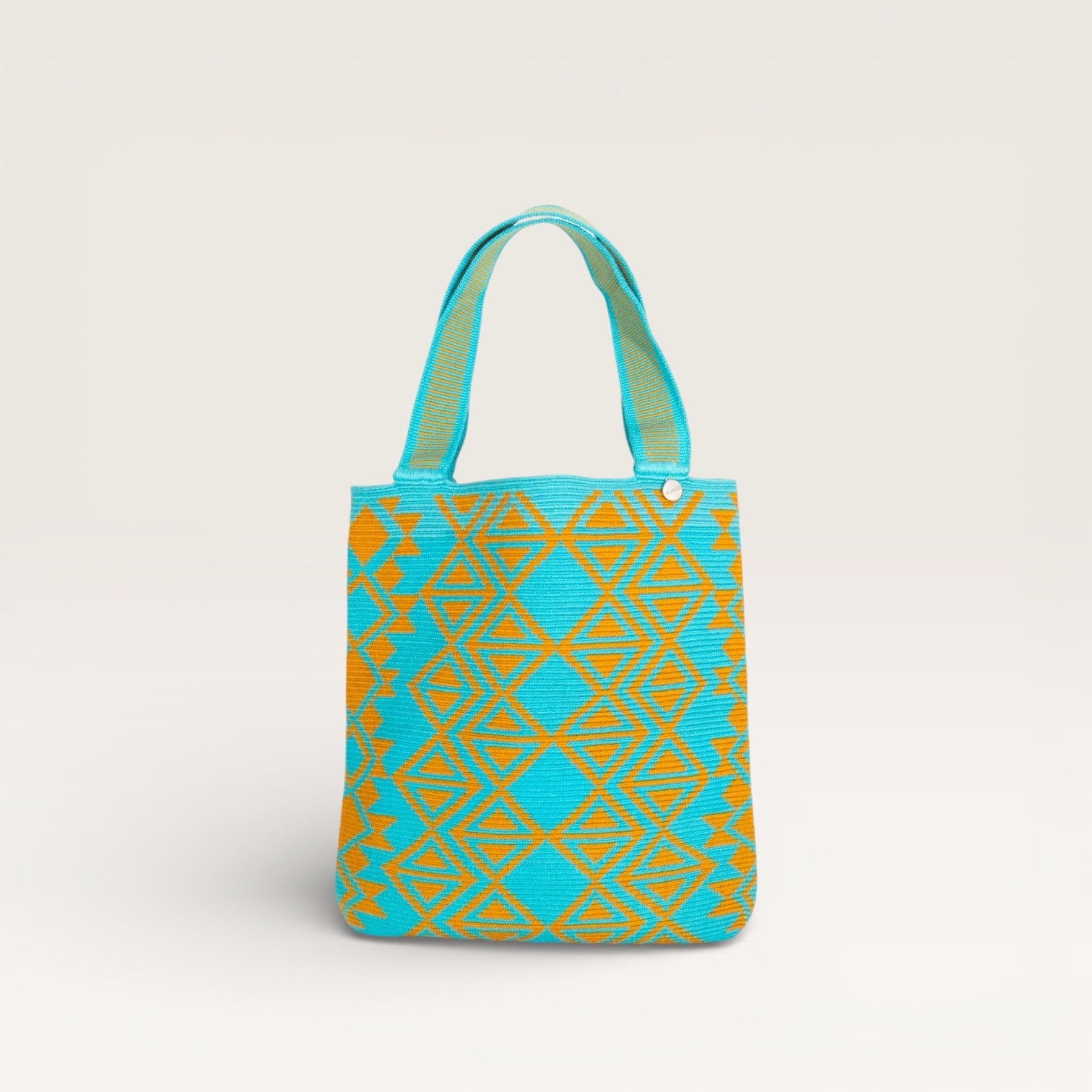 Geometric oval tote | Turquoise