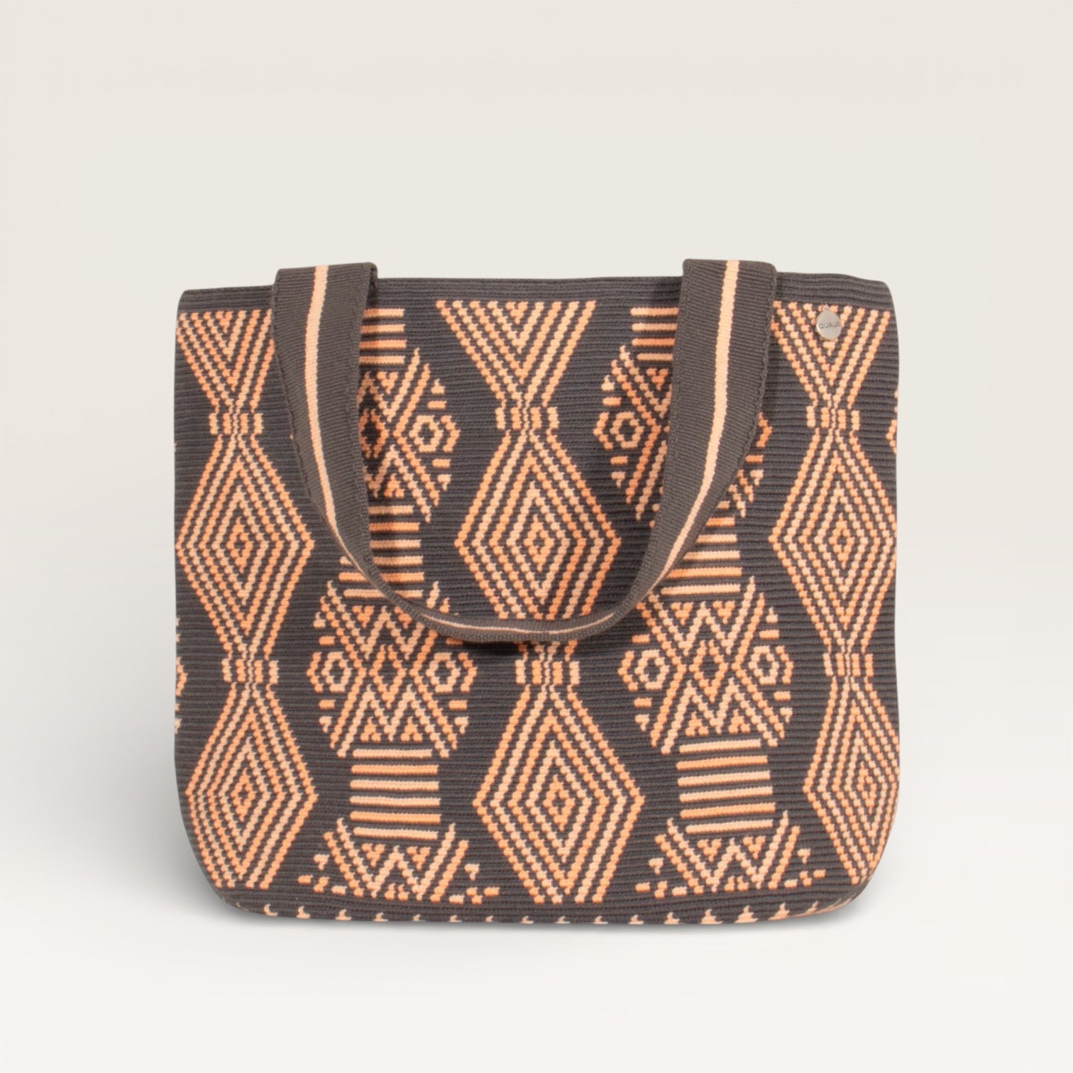 Geometric oval tote | Neon peach