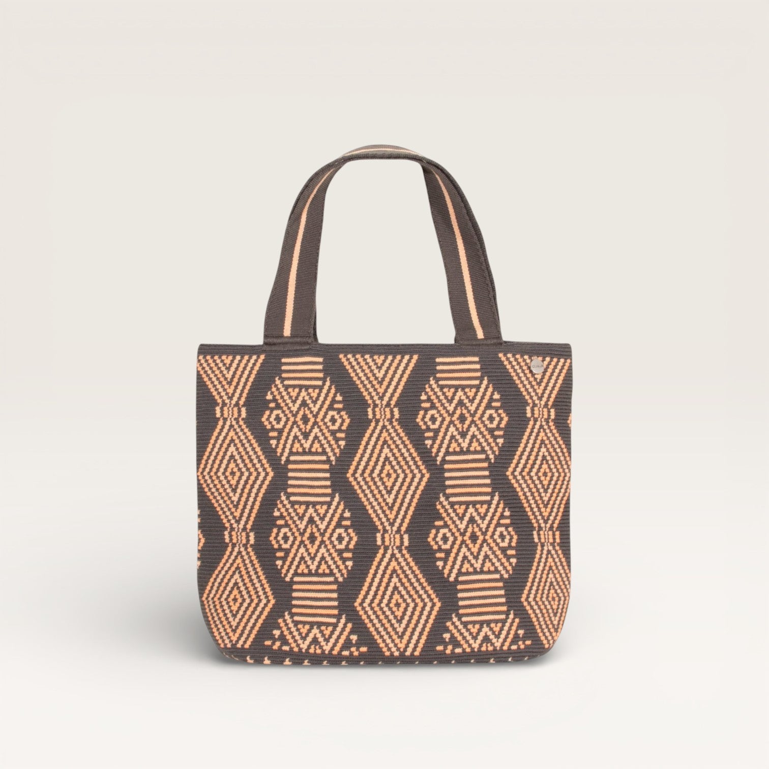 Geometric oval tote | Neon peach