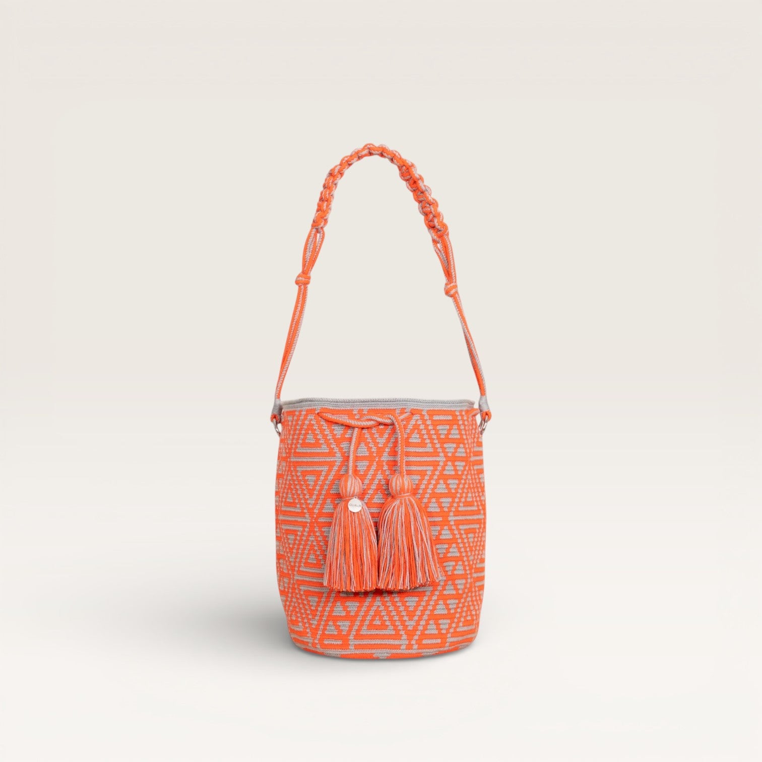 Geometric round shoulder bag | Tangerine