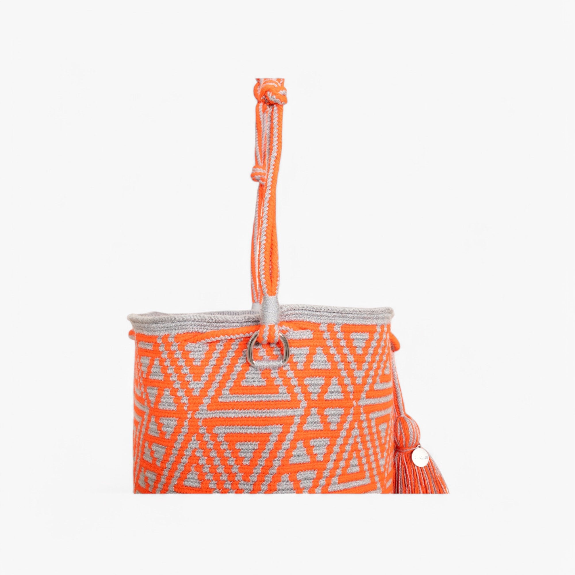 Geometric round shoulder bag | Tangerine