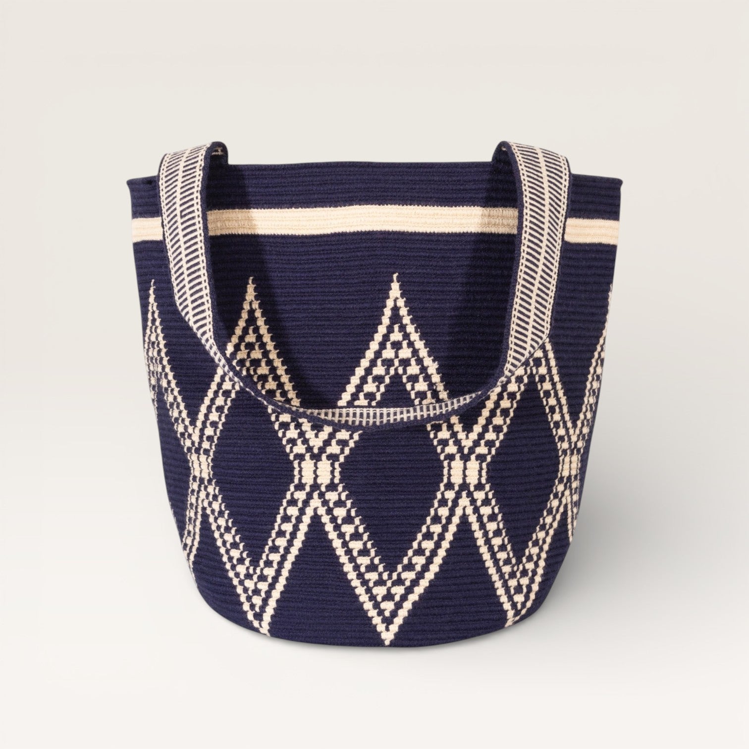 Geometric round tote L | Navy