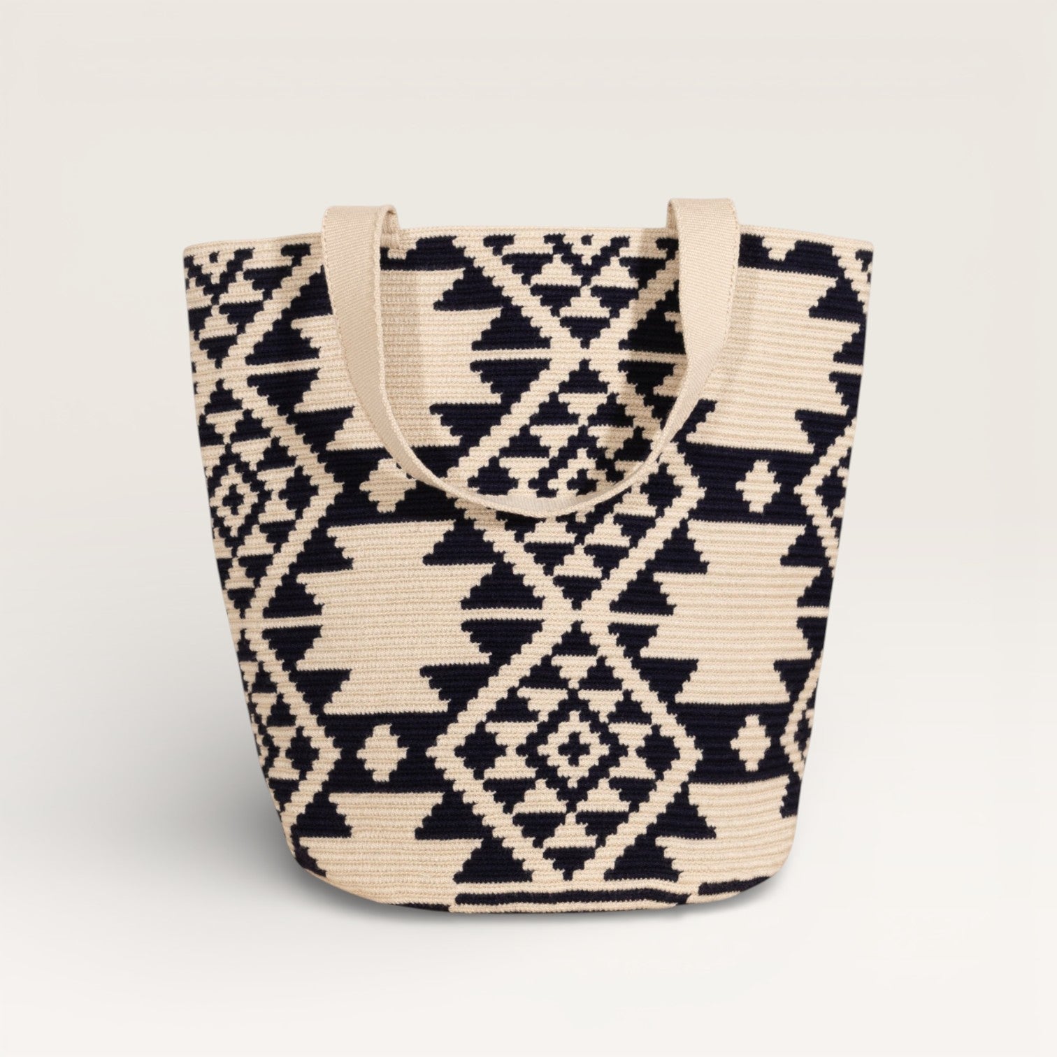 Geometric round tote bag L | Navy