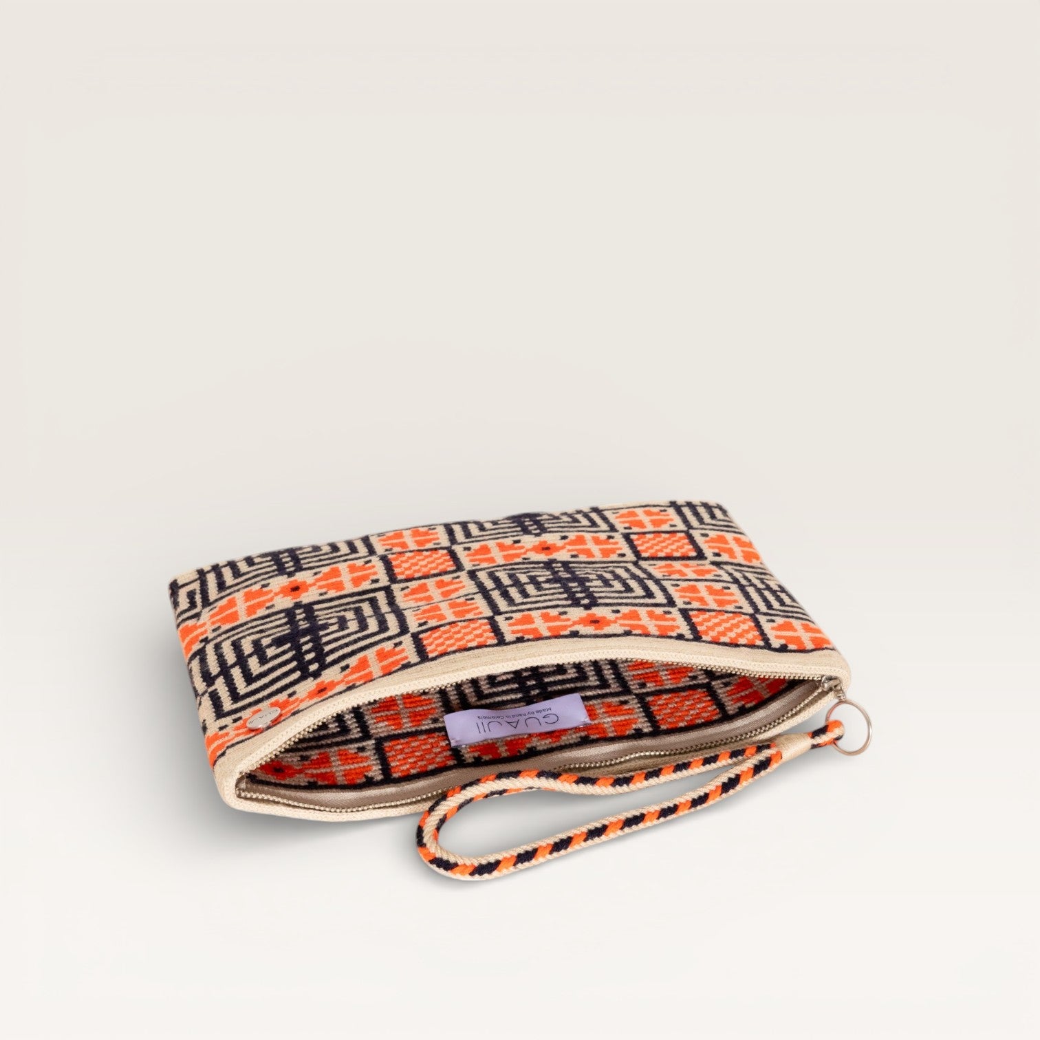Geometric square clutch | Tangerine