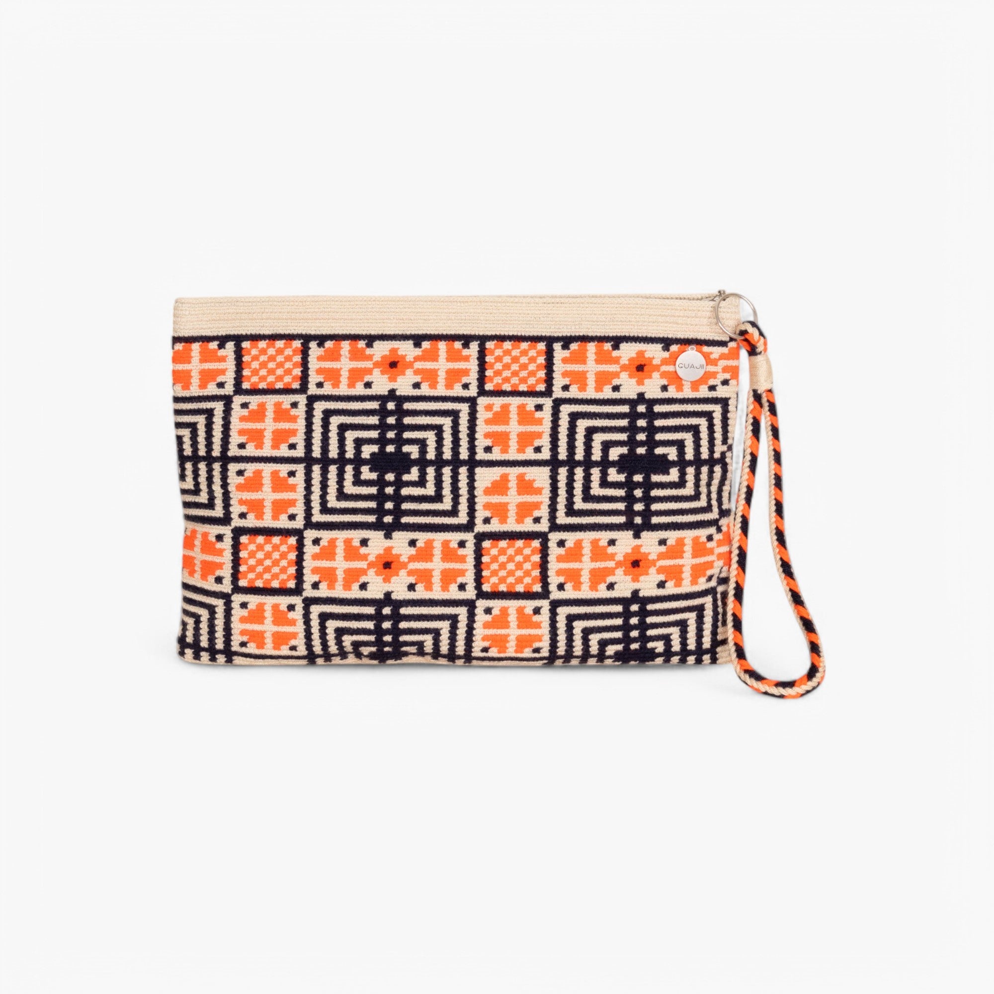 Geometric square clutch  | Tangerine