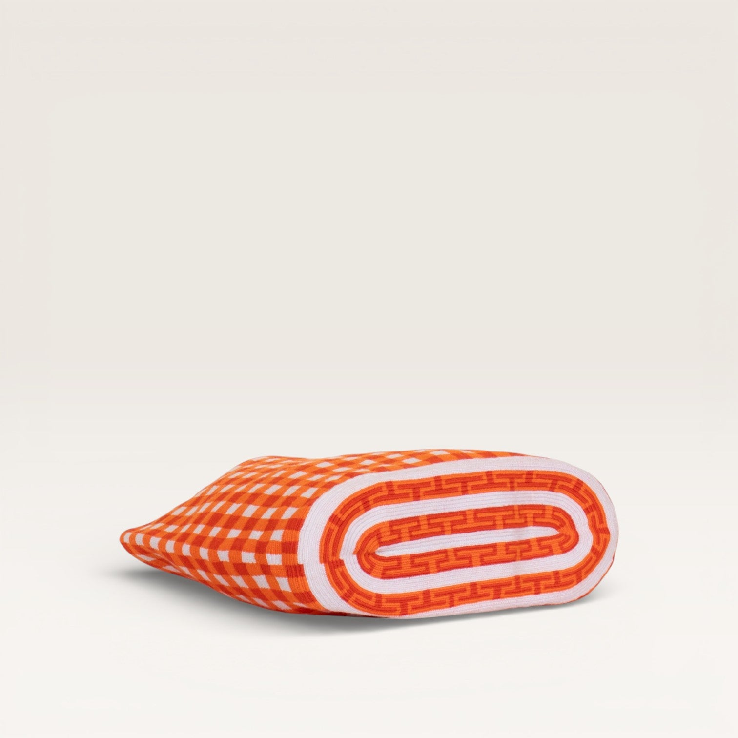 Gingham oval tote | Tangerine