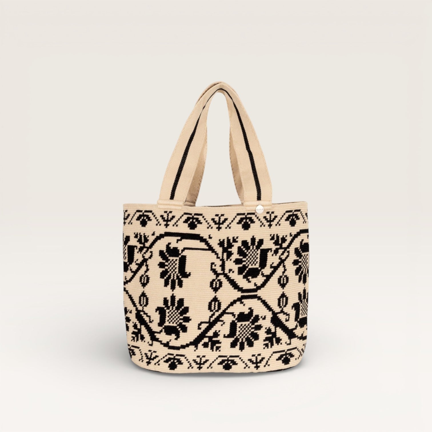 Flower oval tote | Black
