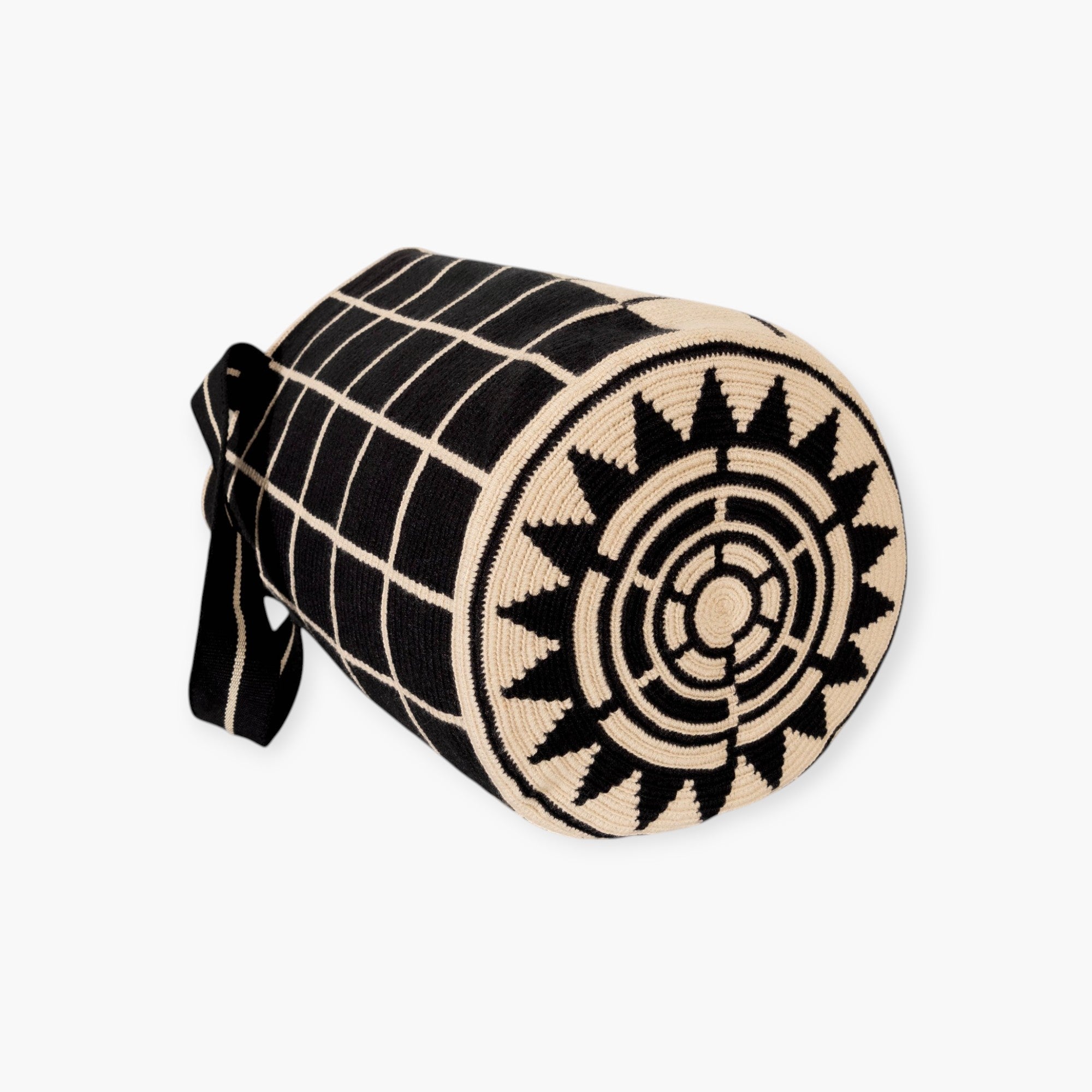 Check round tote L | Color block