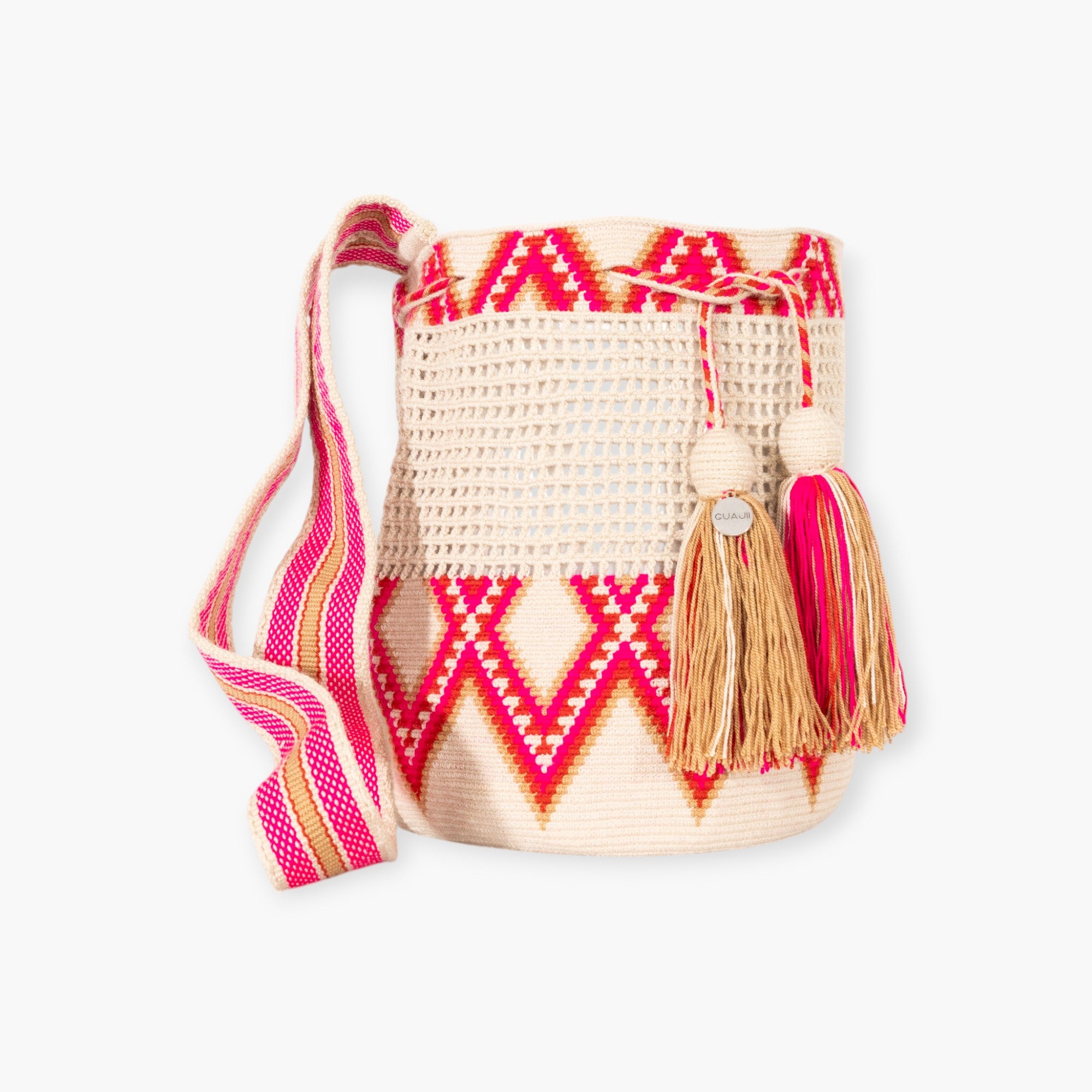 Geometric net crossbody M | Raspberry