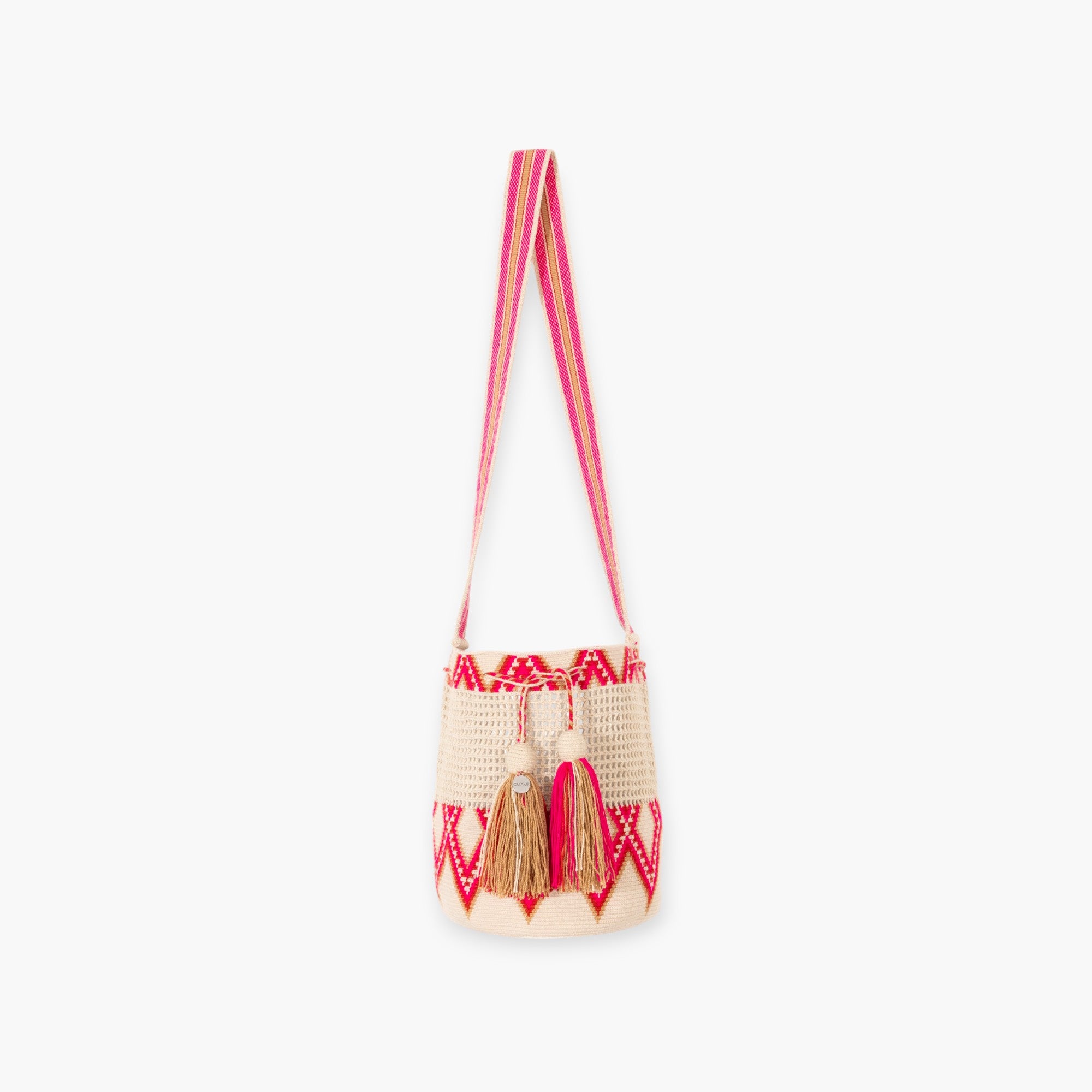 Geometric net crossbody M | Raspberry