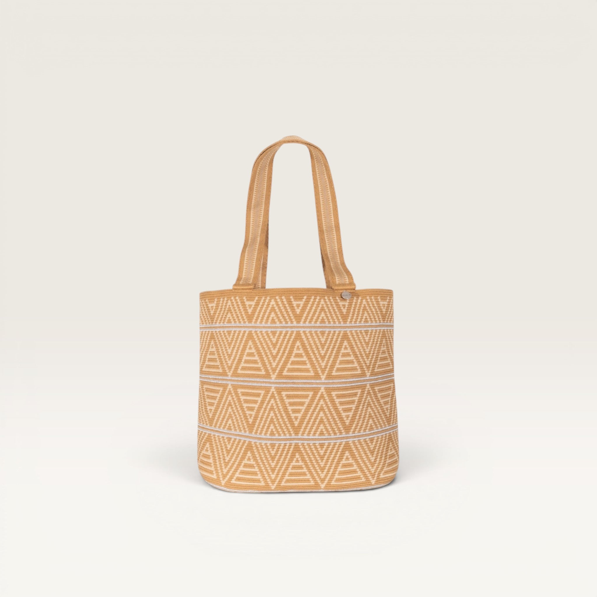 Geometric oval tote | Caramel
