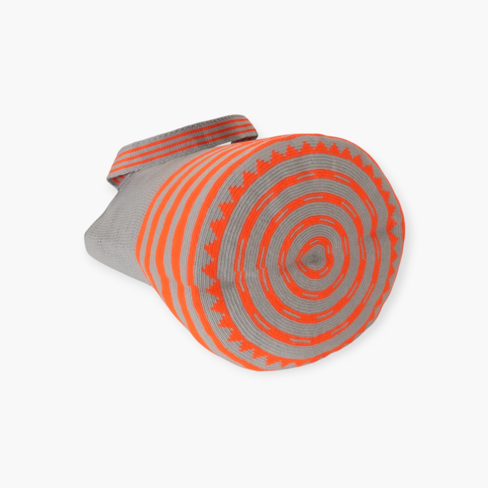 Striped net round tote bag XL | Tangerine