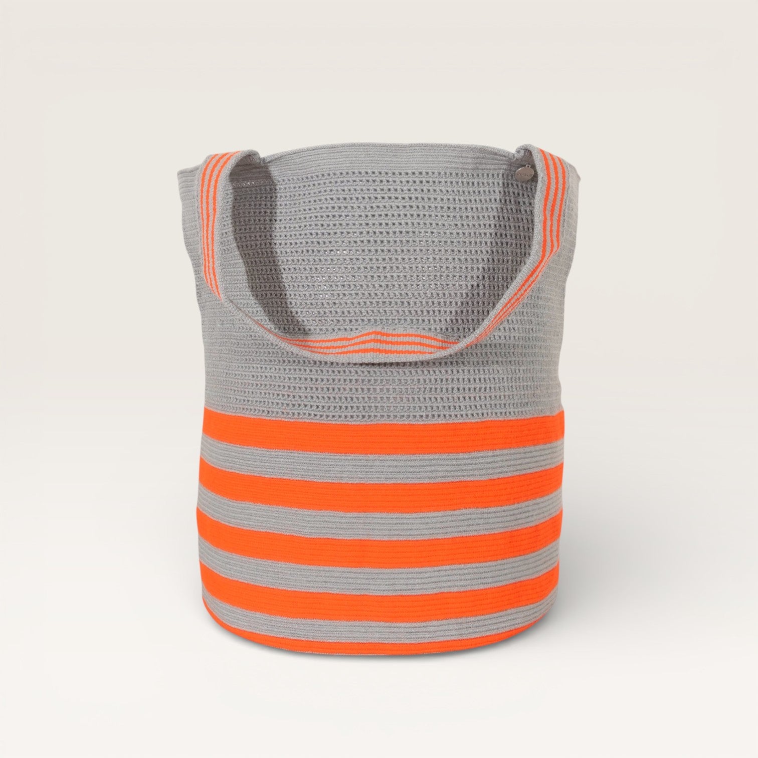Striped net round tote bag | Tangerine