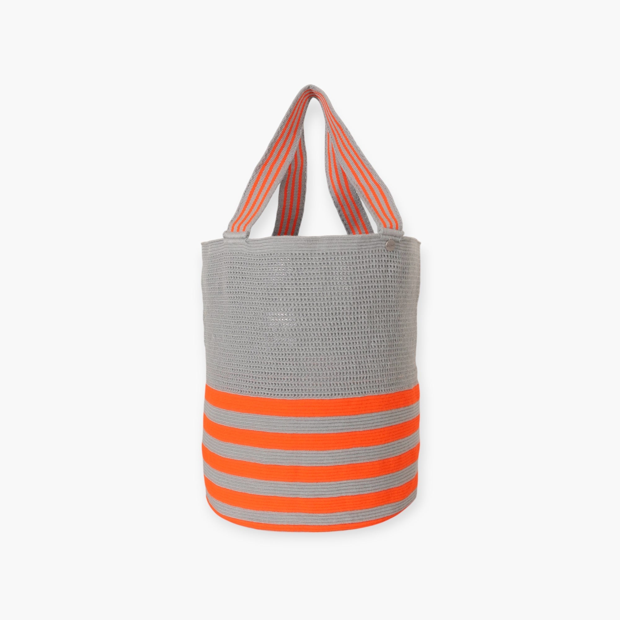 Striped net round tote bag XL | Tangerine
