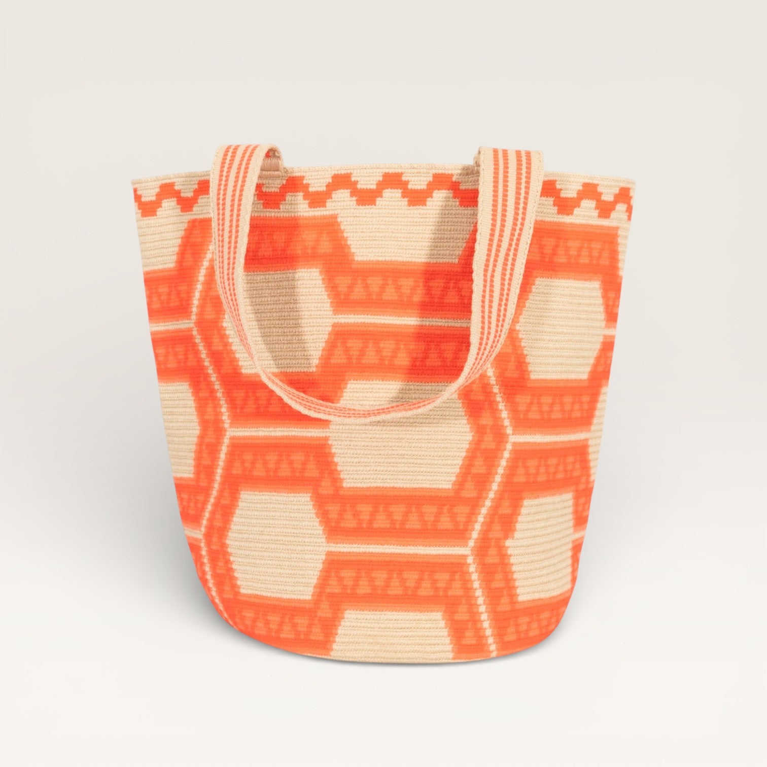 Geometric round tote L | Watermelon