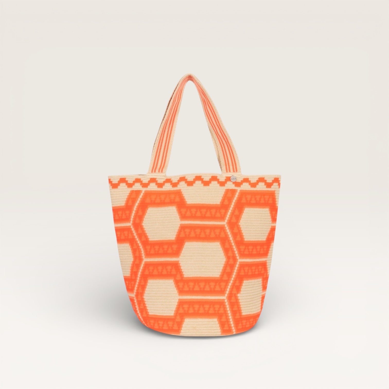 Geometric round tote L | Watermelon