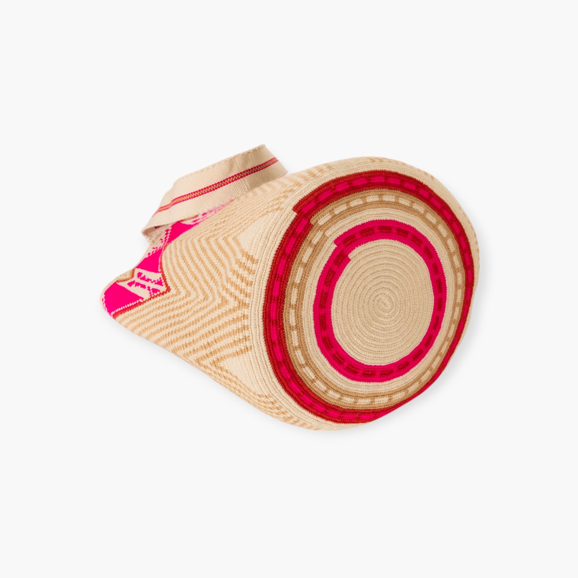 Zigzag round tote bag XL | Raspberry