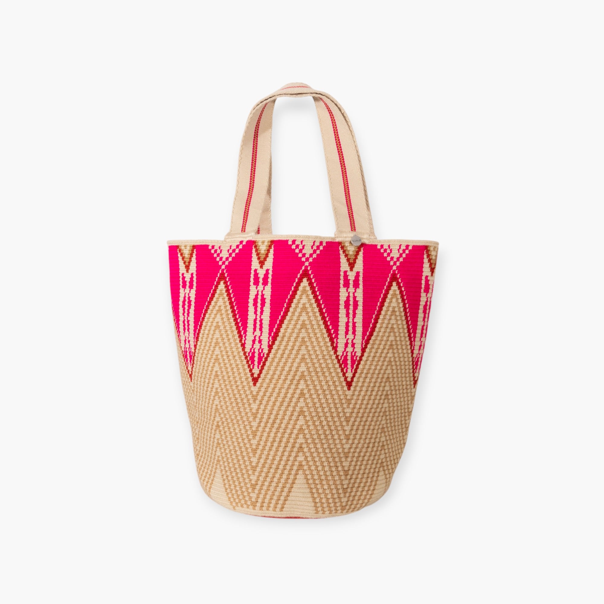 Zigzag round tote bag XL | Raspberry