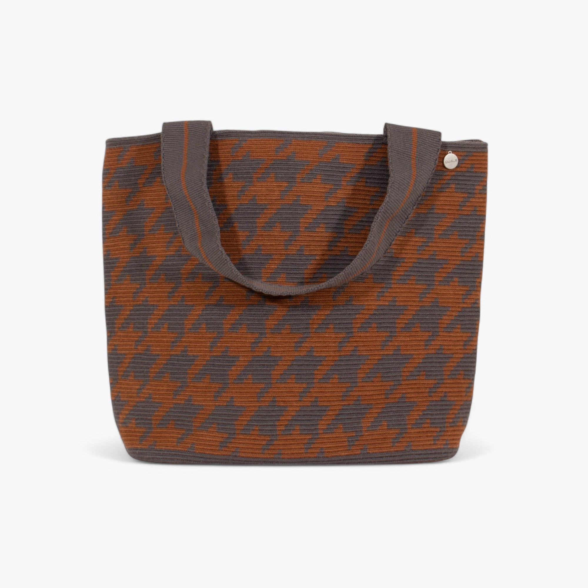 Ovale tas met pied-de-poulemotief | Staal