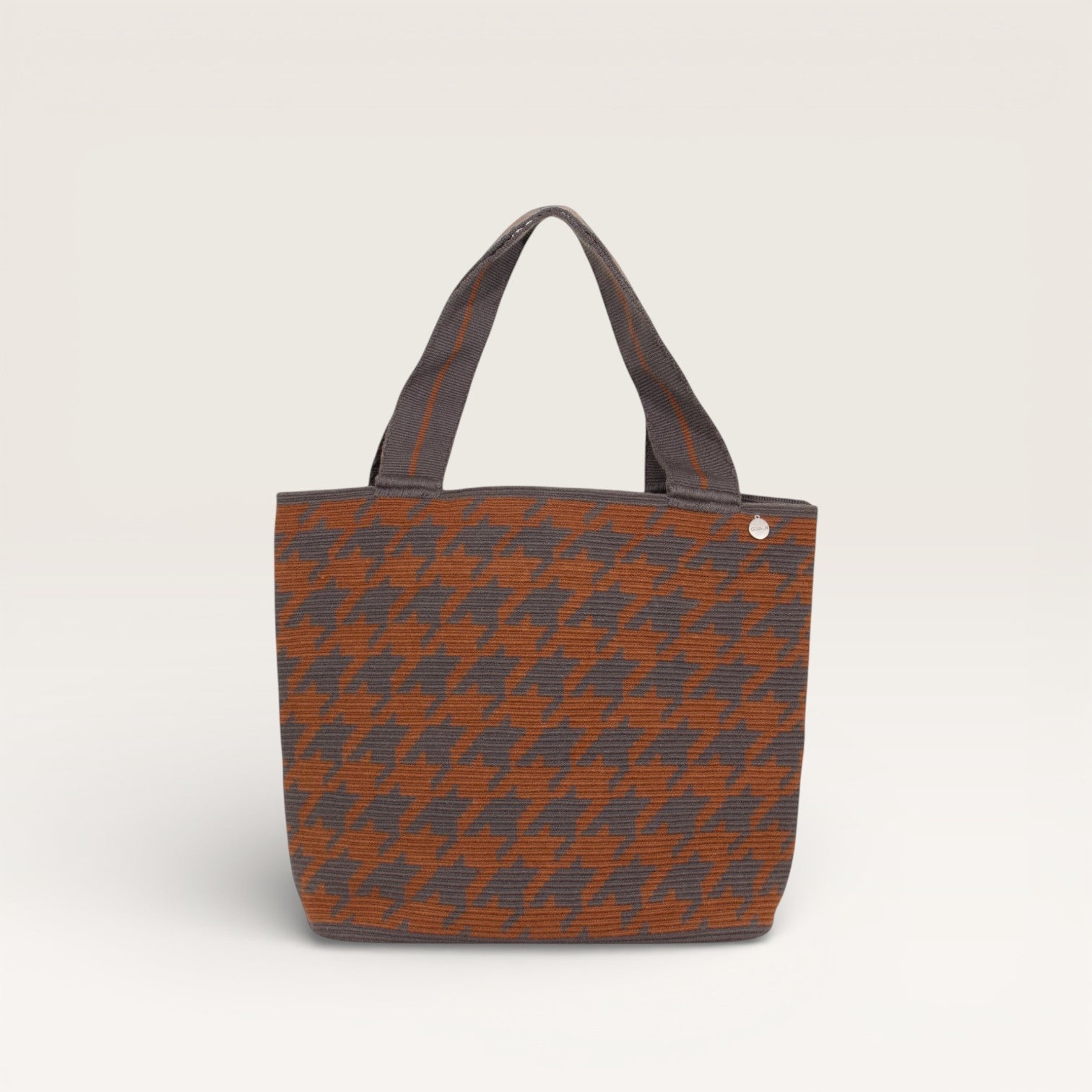 Houndstooth oval tote | Steel
